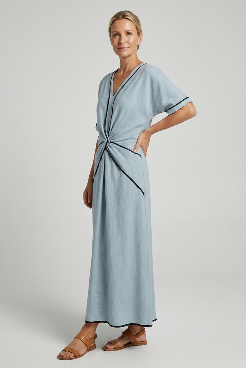Women's linen-look twist-front maxi dress – alternate view