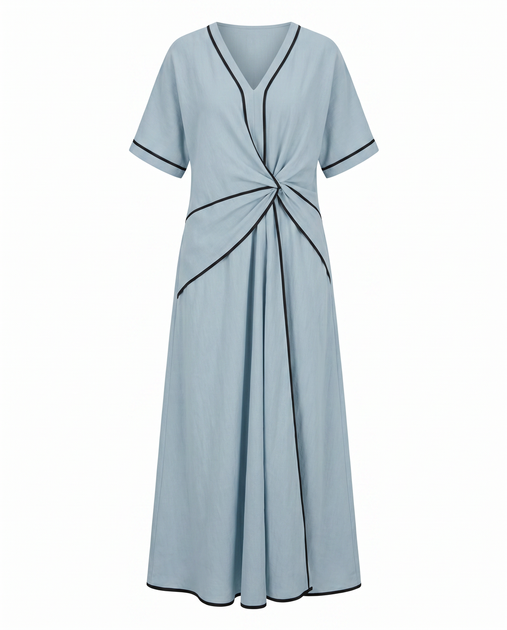 Women's linen-look twist-front maxi dress – detail view