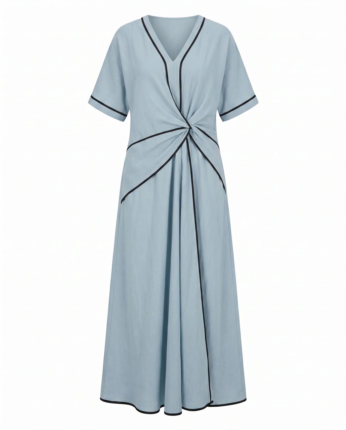Women's linen-look twist-front maxi dress – detail view