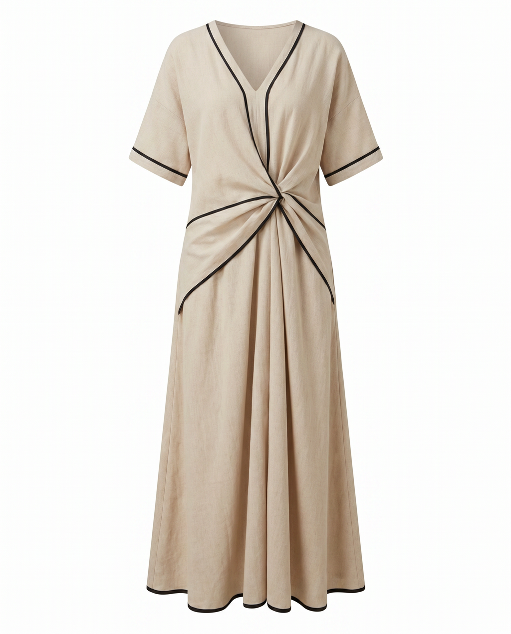 Women's linen-look twist-front maxi dress – detail view