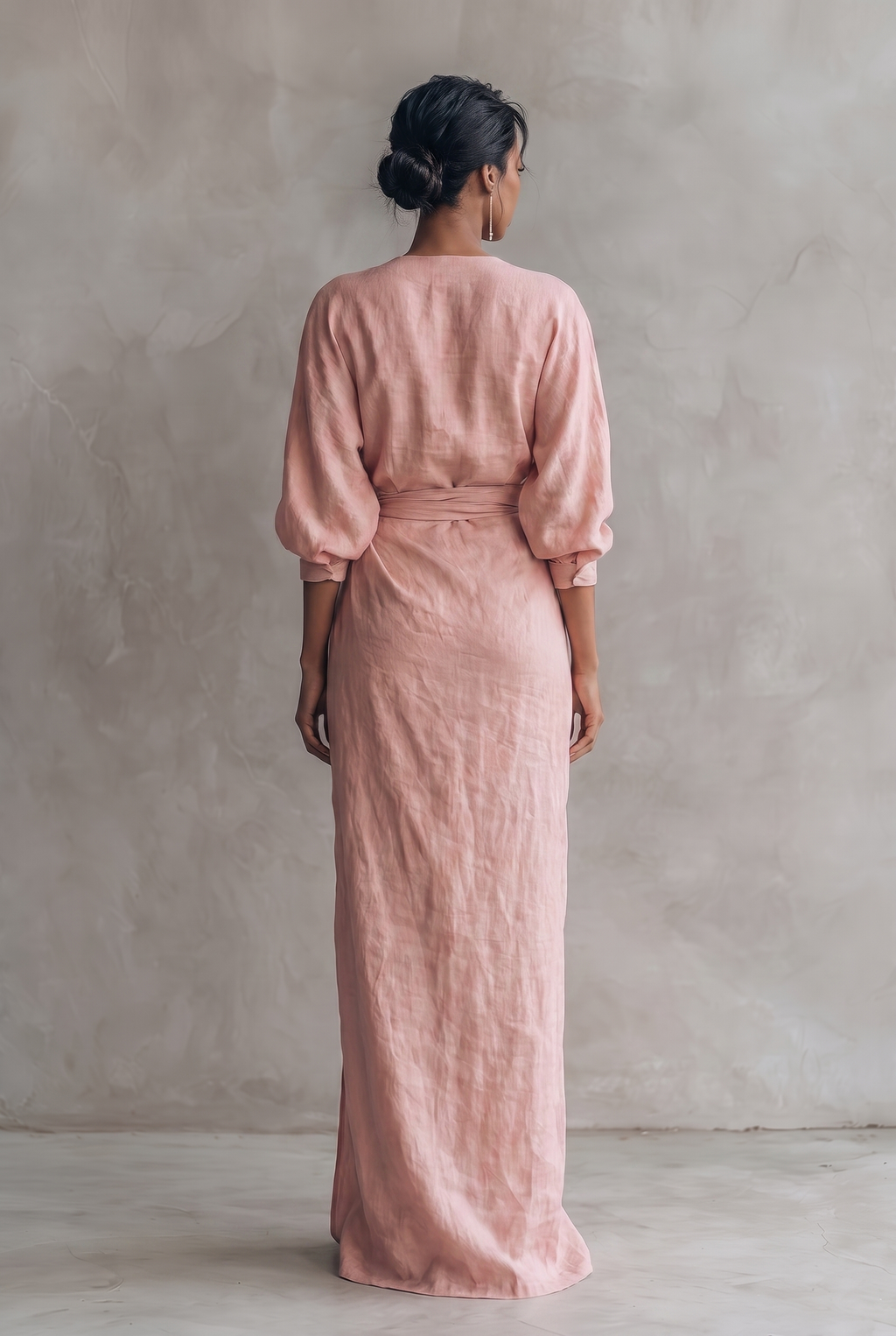Women's linen-look V-neck maxi dress – alternate view