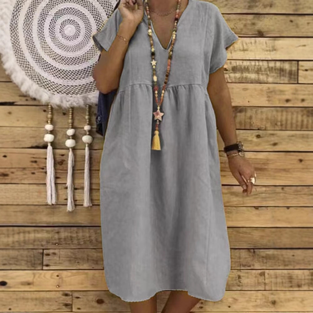 Linen-look ruffle maxi dress – alternate view