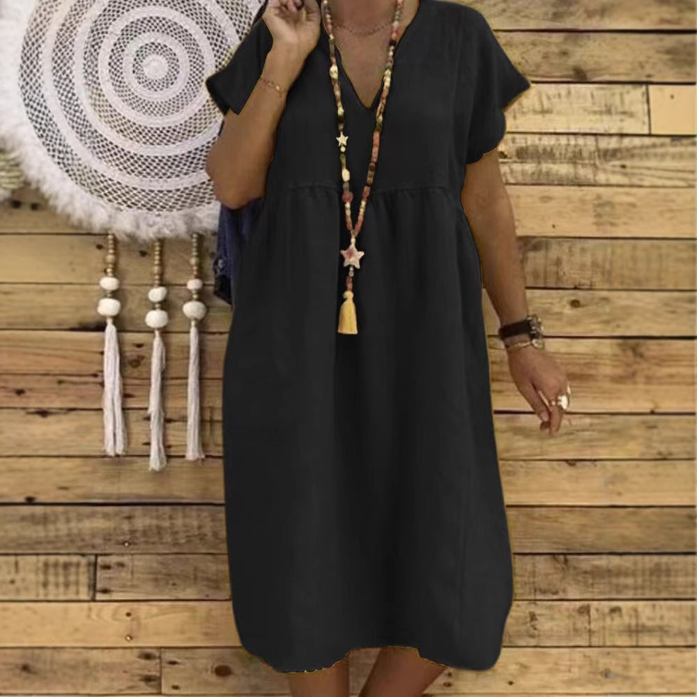 Linen-look ruffle maxi dress – colour option