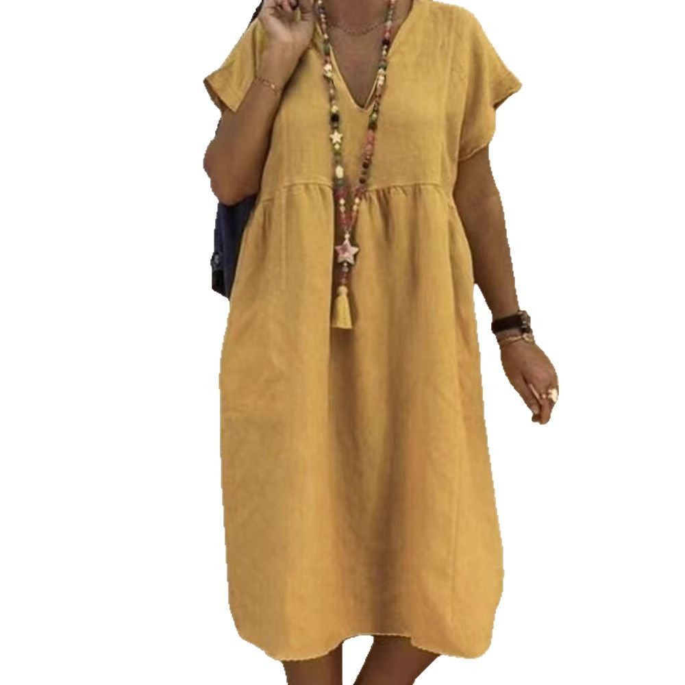 Linen-look ruffle maxi dress – colour option