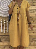 Linen-look ruffle maxi dress – colour option
