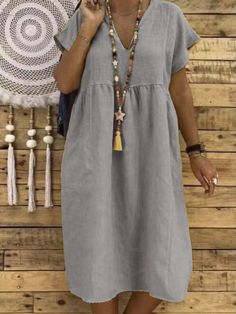 Linen-look ruffle maxi dress – detail view