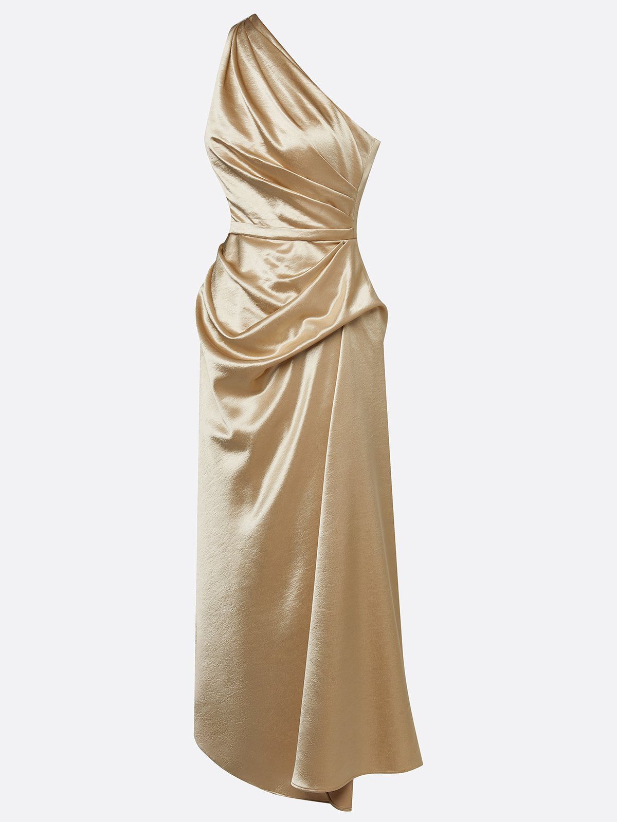 Women's One-Shoulder Ruched Midi Dress