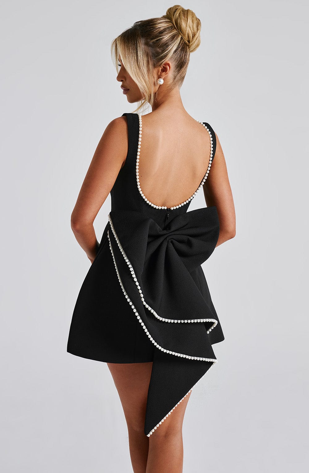 Pearl trim mini dress – detail view