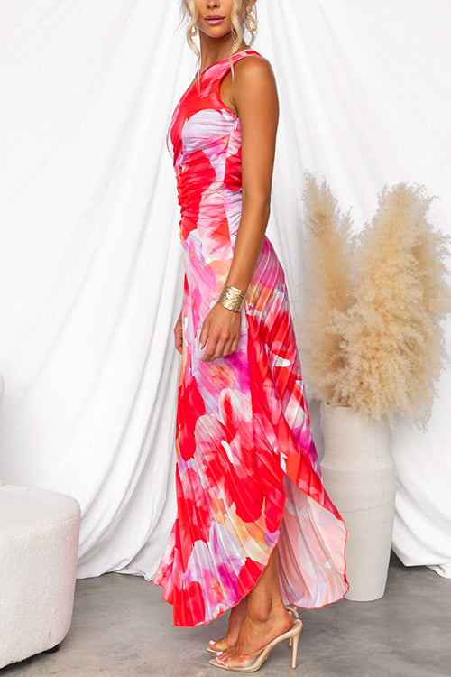 Women's pleated one-shoulder dress – alternate view