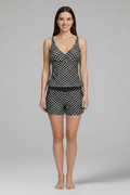 Women's polka dot V-neck tankini set with shorts