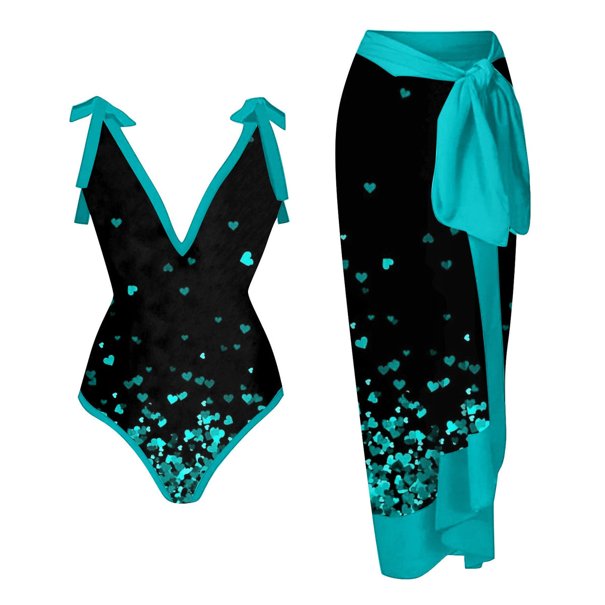 Women's Printed Swimsuit and Matching Sarong Set