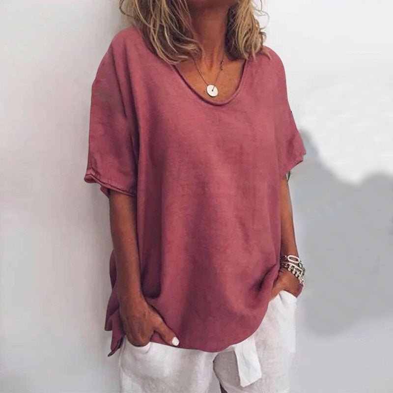 Relaxed curved hem T-shirt – colour option
