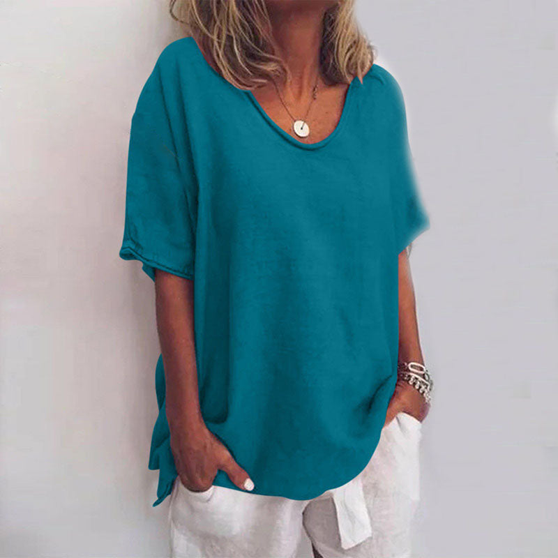 Relaxed curved hem T-shirt – colour option