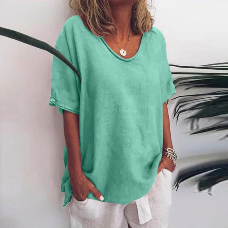 Relaxed curved hem T-shirt – colour option