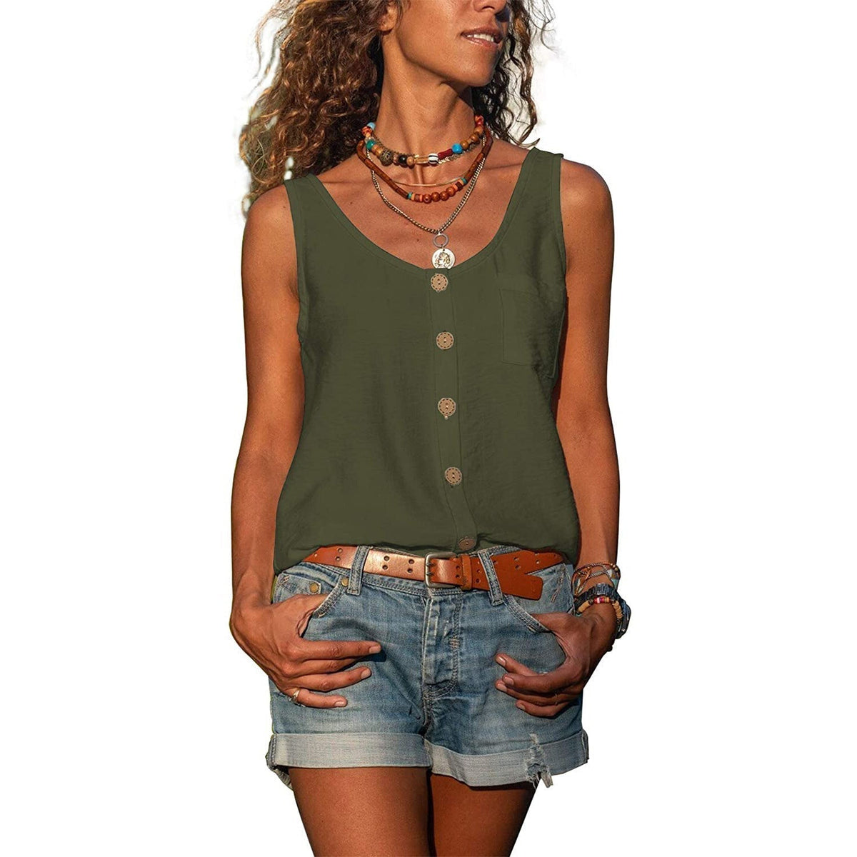 Women's button-front tank top – colour option