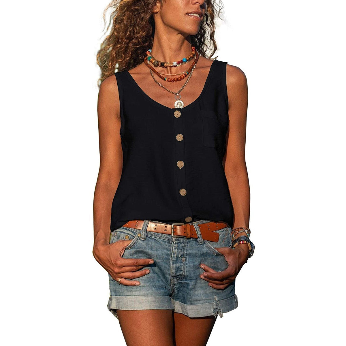 Women's button-front tank top – colour option