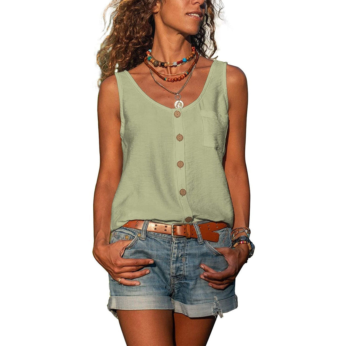 Women's button-front tank top – colour option