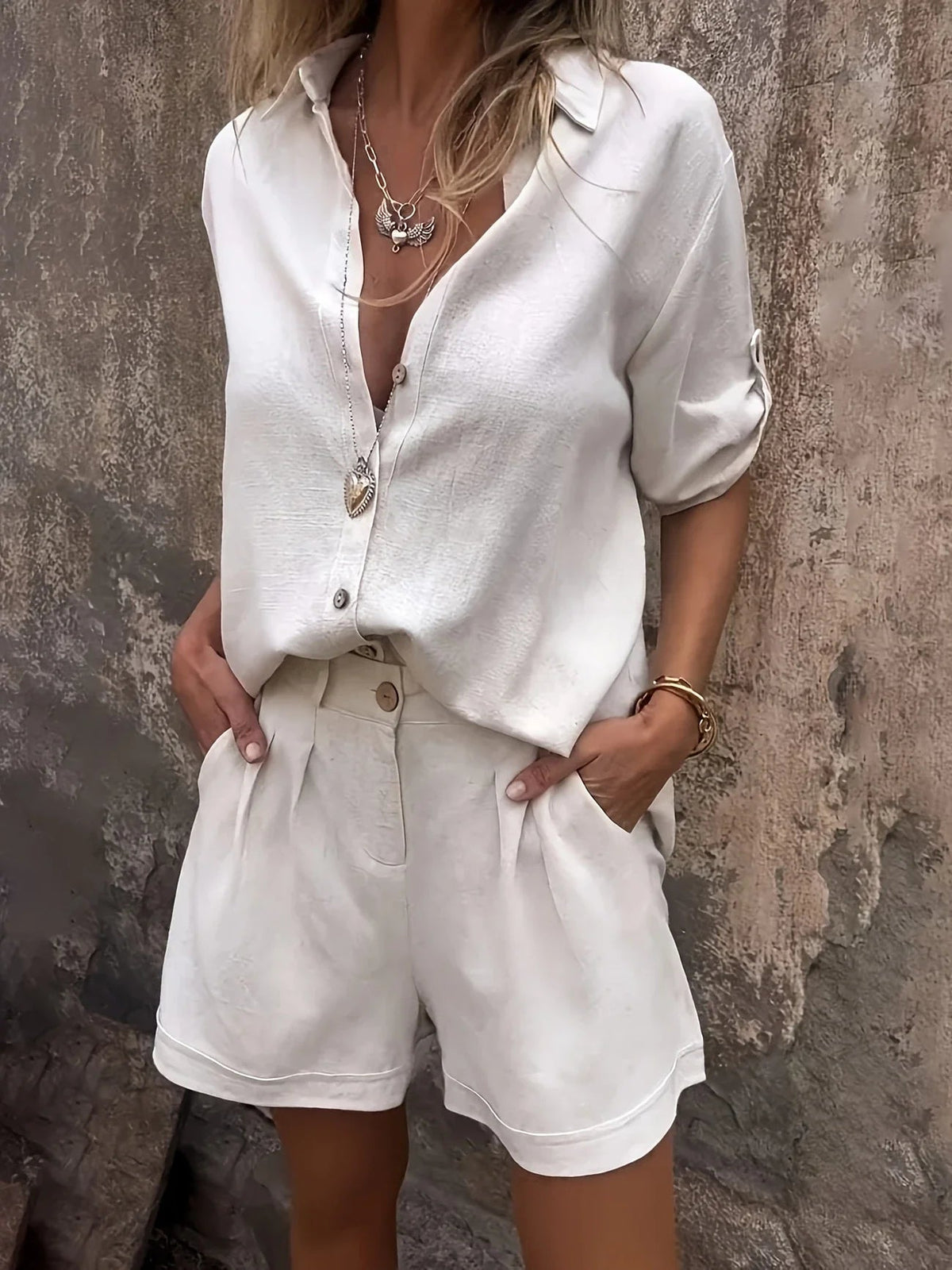 Shirt and pleated shorts set – colour option