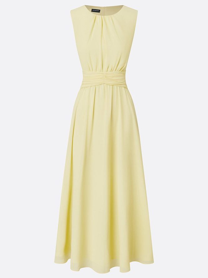 Women's Sleeveless Ruched-Waist A-Line Maxi Dress