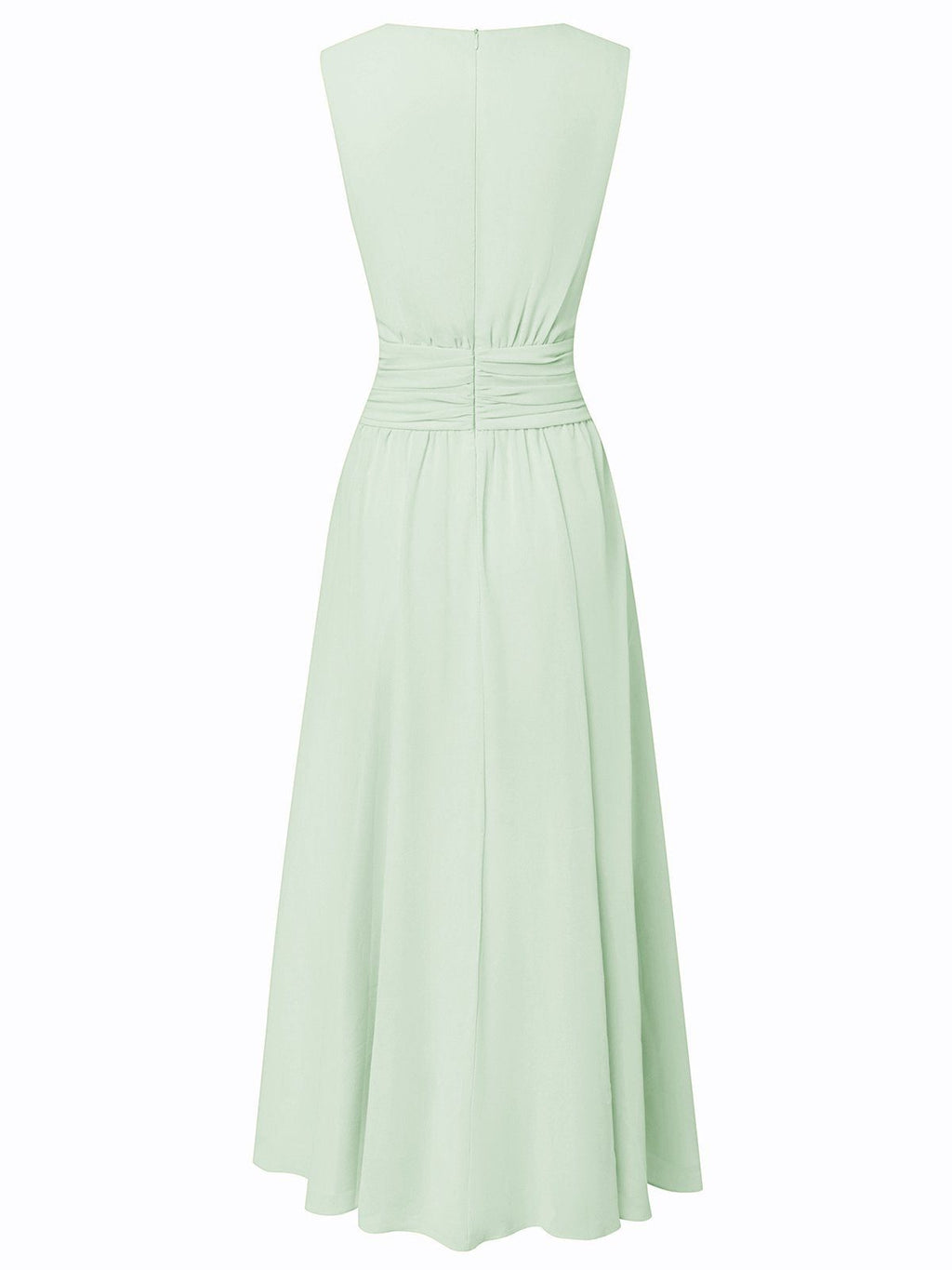 Women's Sleeveless Ruched-Waist A-Line Maxi Dress