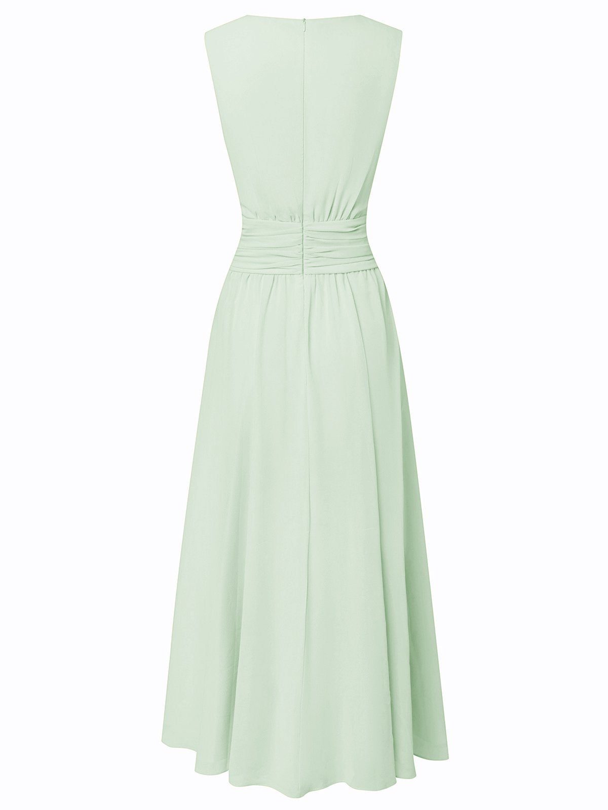 Women's Sleeveless Ruched-Waist A-Line Maxi Dress