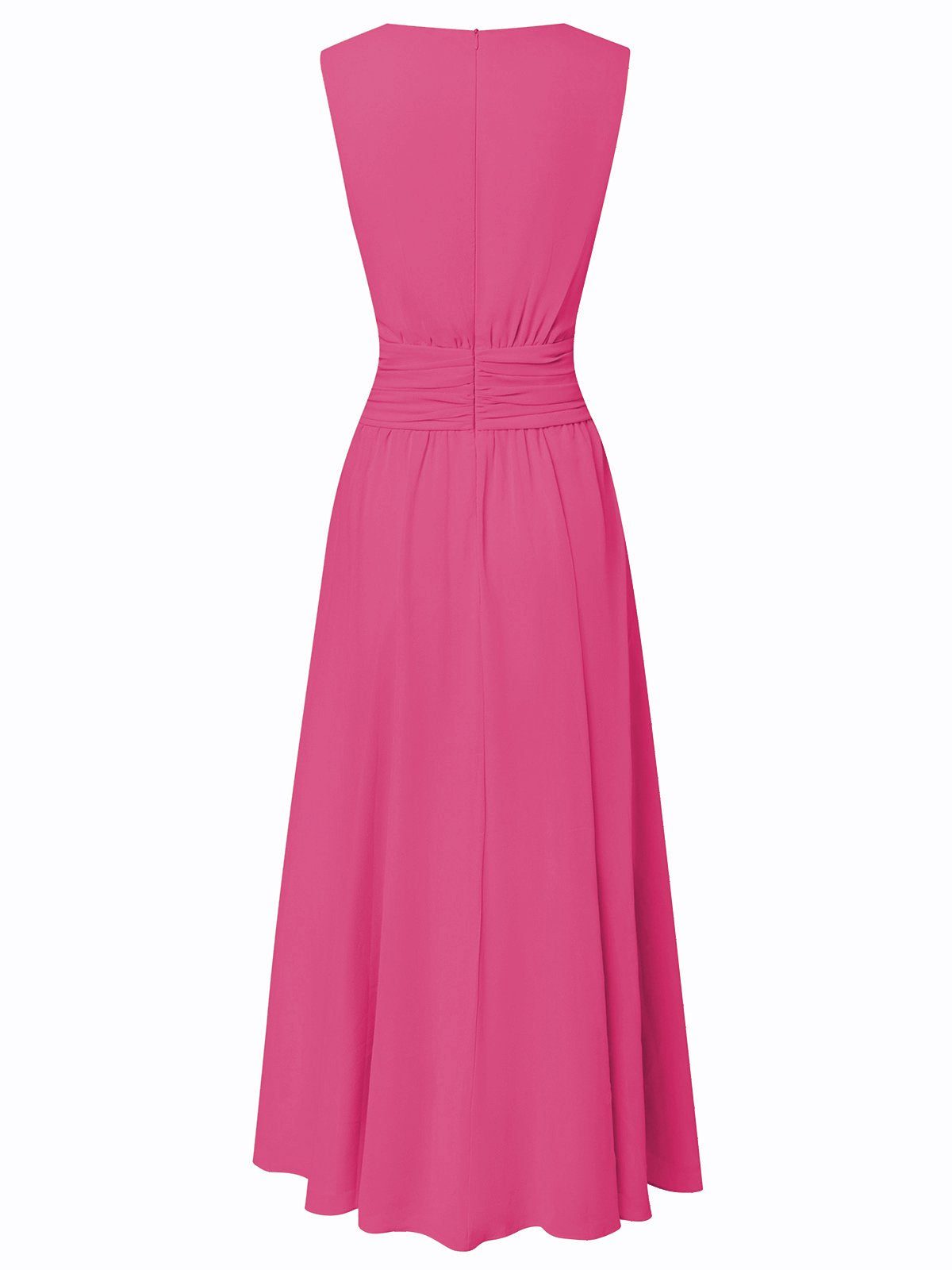 Women's Sleeveless Ruched-Waist A-Line Maxi Dress