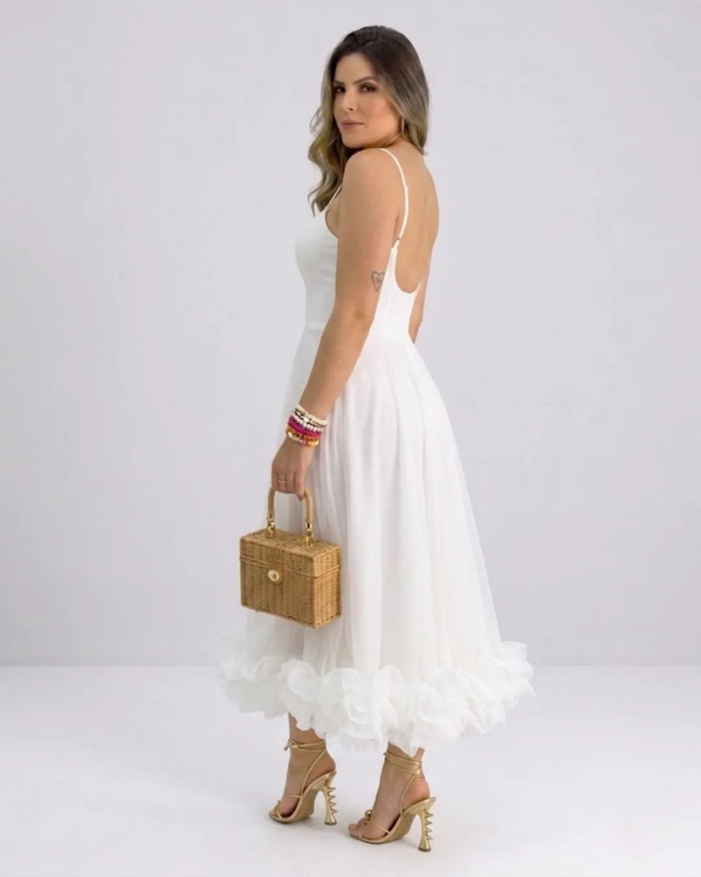 Ruffle A-line midi dress – colour option