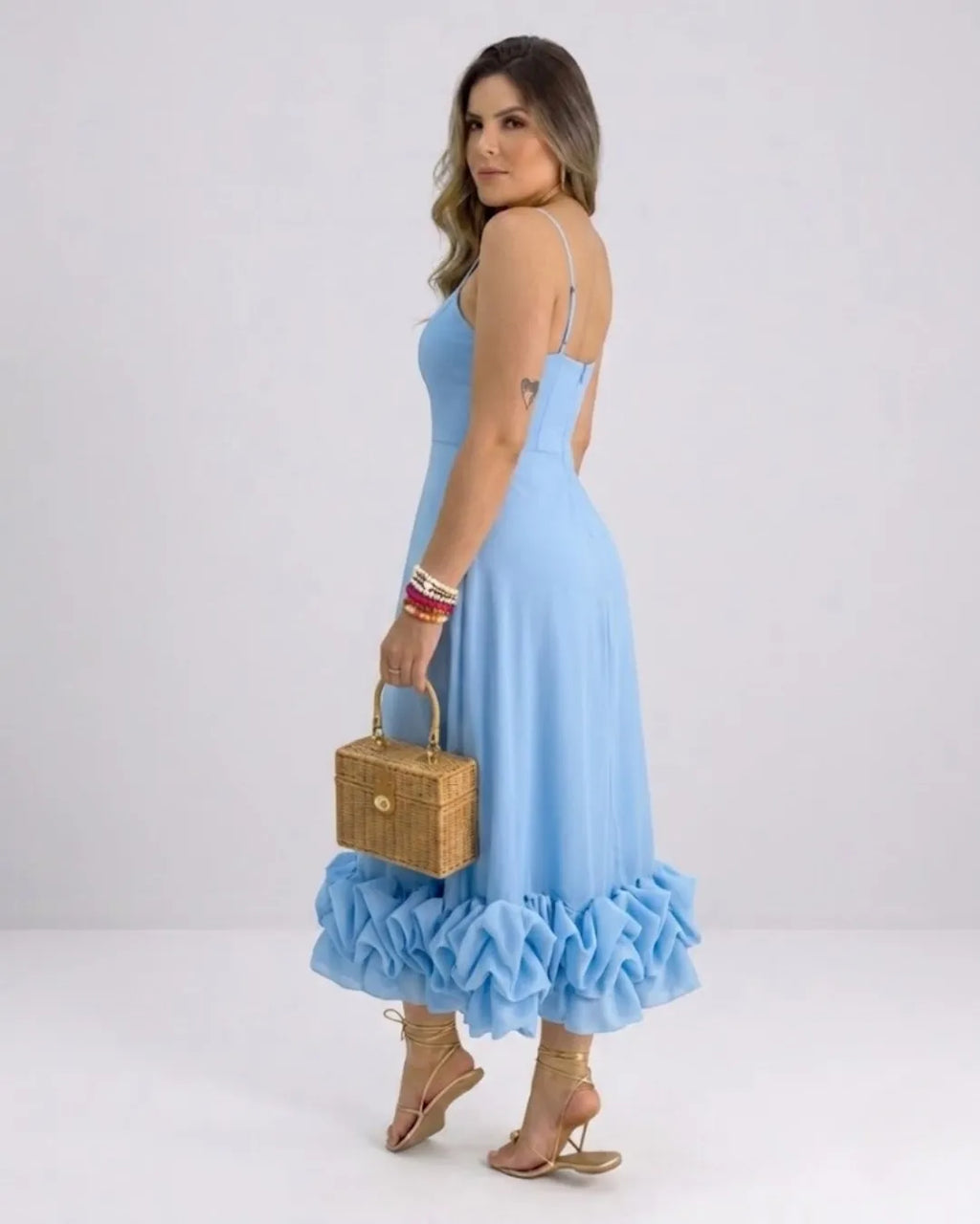 Ruffle A-line midi dress – colour option