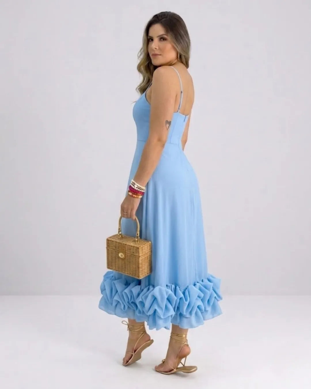 Ruffle A-line midi dress – colour option