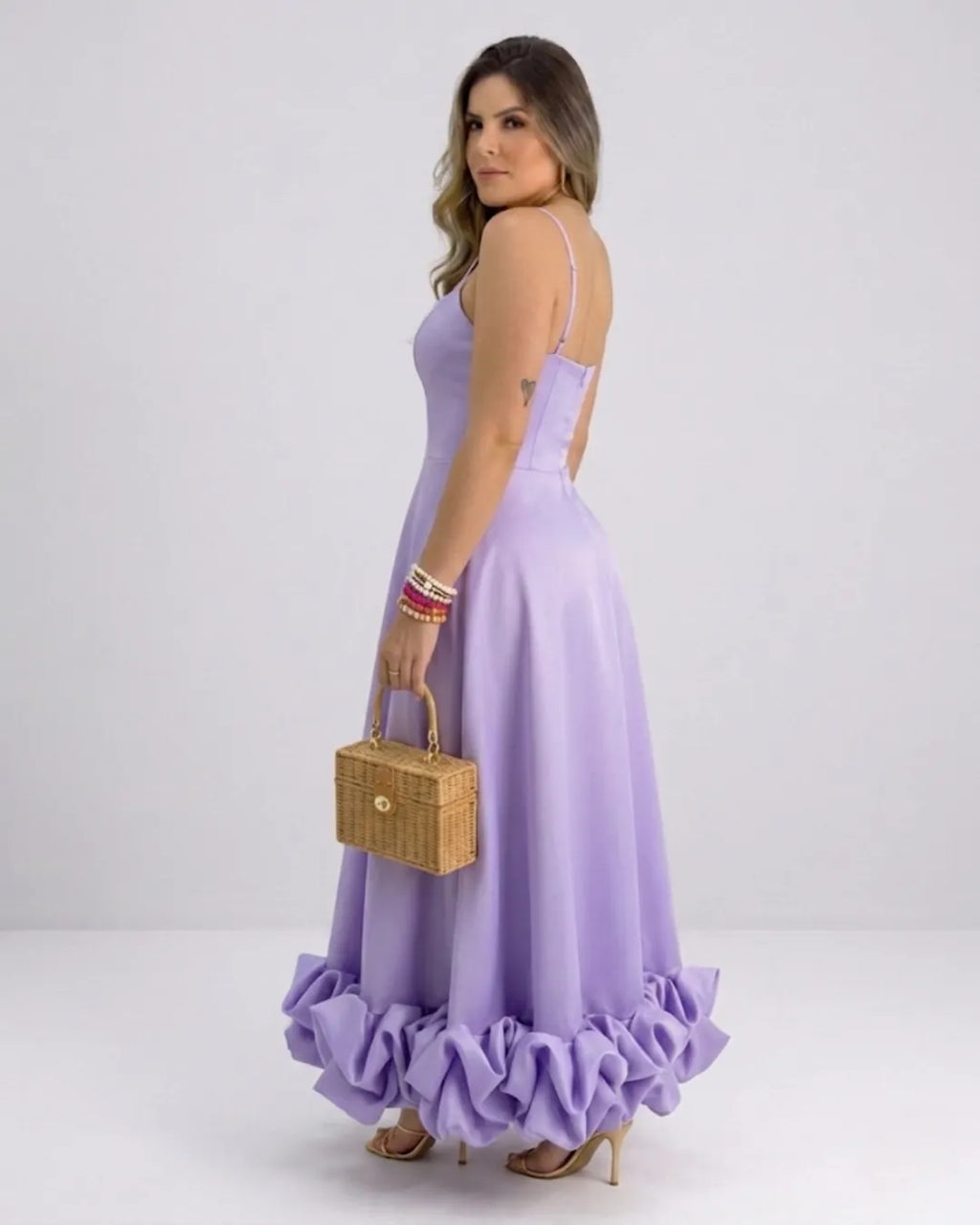 Ruffle A-line midi dress – colour option