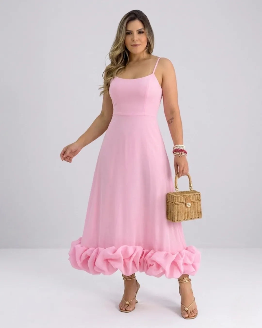 Ruffle A-line midi dress – alternate view