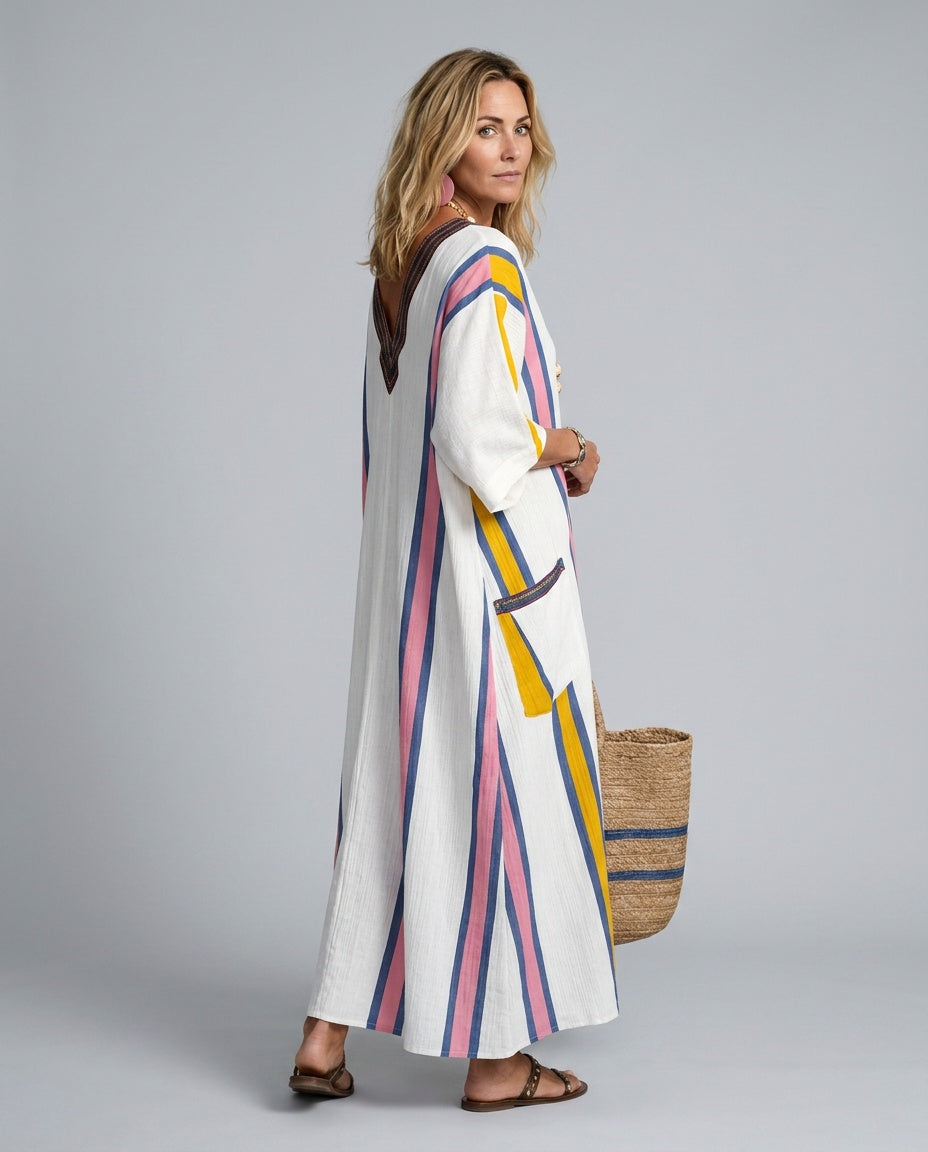 Women's striped kaftan maxi dress – alternate view