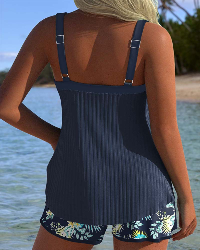 Striped tummy control tankini set – alternate view