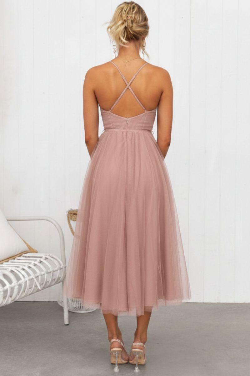 Women's sweetheart neckline midi dress with short sleeves – view 6