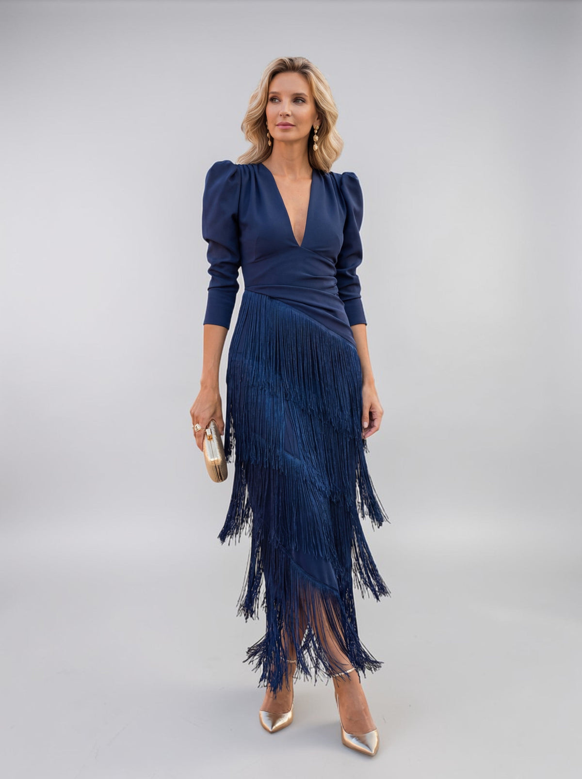 Women's tiered fringe midi dress – alternate view