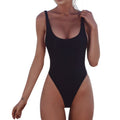 Women's V-neck one-piece swimsuit with low open back