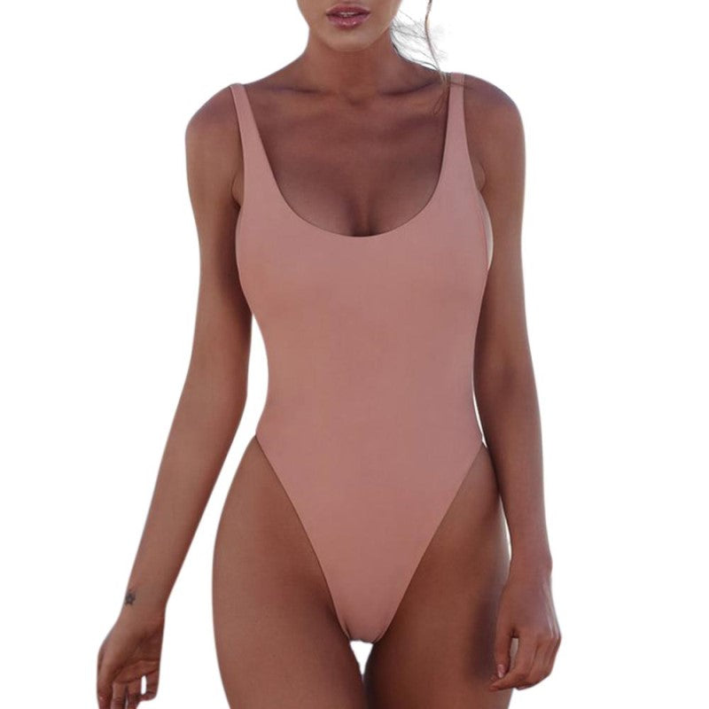 V-neck open-back swimsuit – colour option