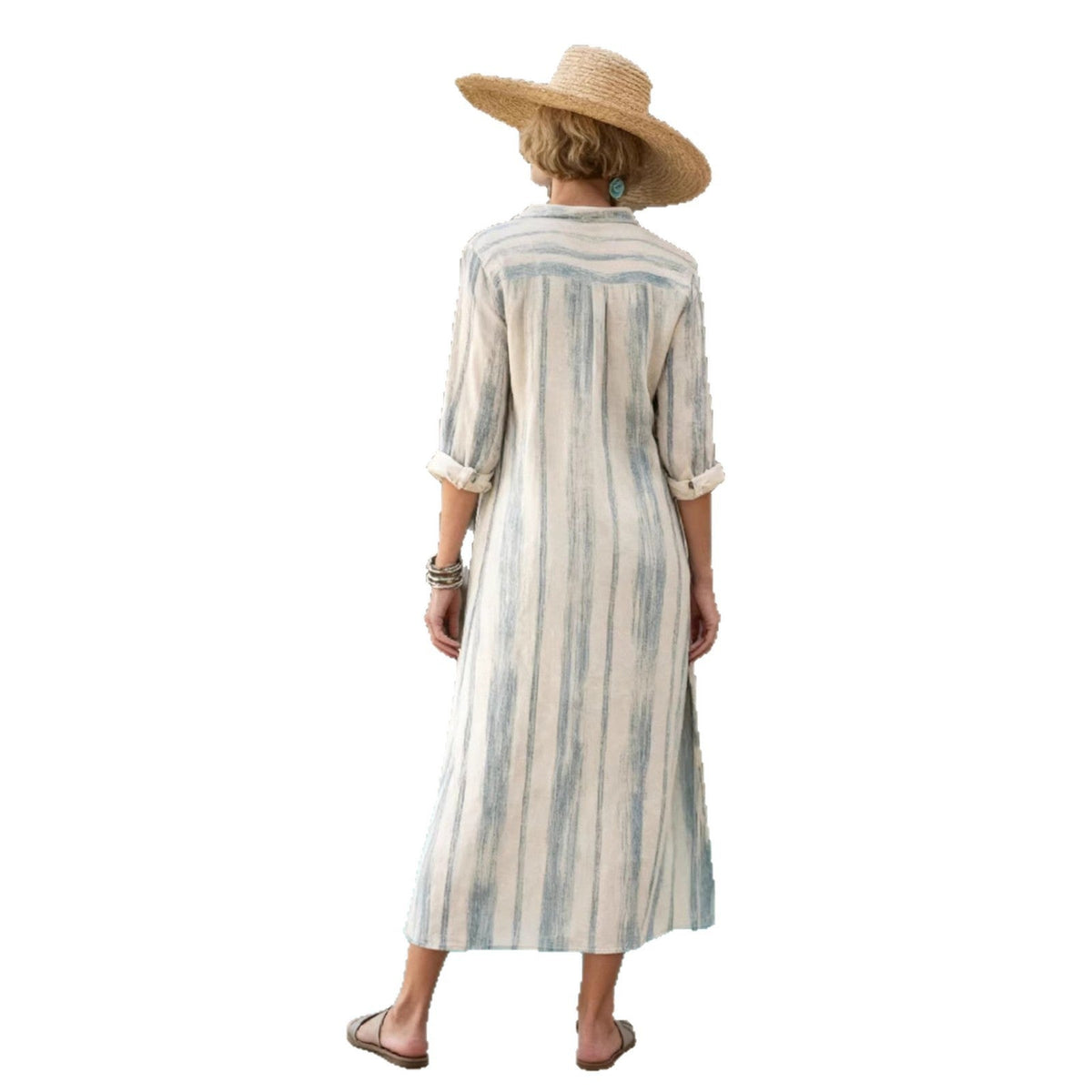 White striped shirt dress – detail view